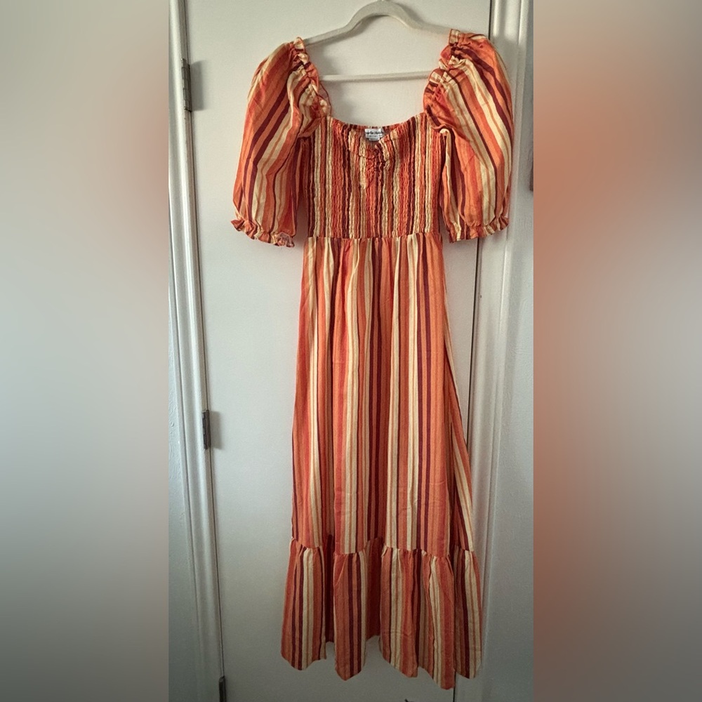 Charlie Holiday Vibrant Orange and Cream Dress